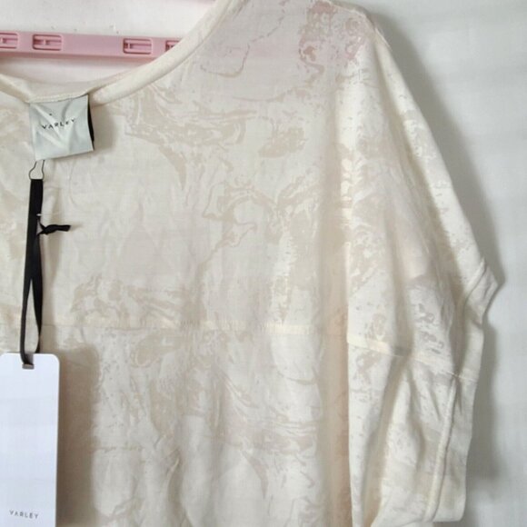 Varley Womens Everett Tee Top Size L Cream Burnout Loose Fit Short Sleeve NWT - Picture 6 of 11